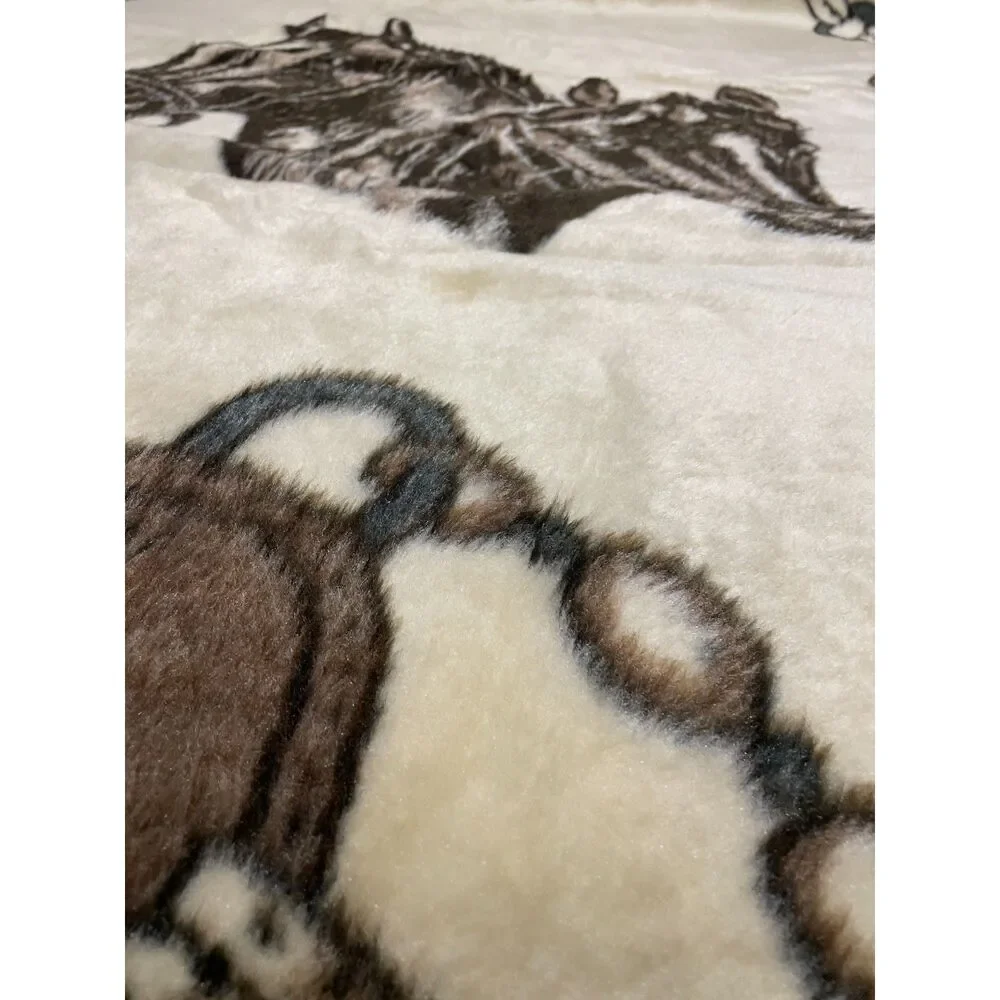 Vintage CRYLOR Horse twin reversable  blanket/ throw